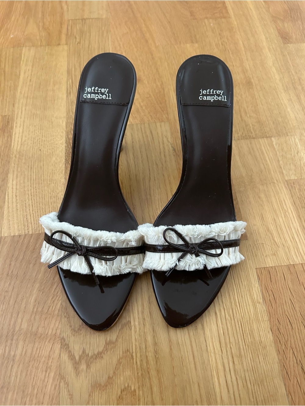 Jeffrey Campbell Women's Brown Heels with Cream Fringe